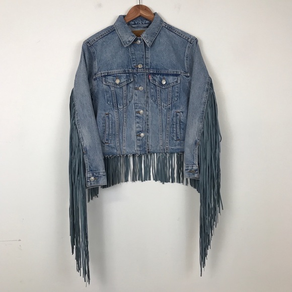 Levi’s Ex Boyfriend Fringe Trucker Jacket - Picture 5 of 8